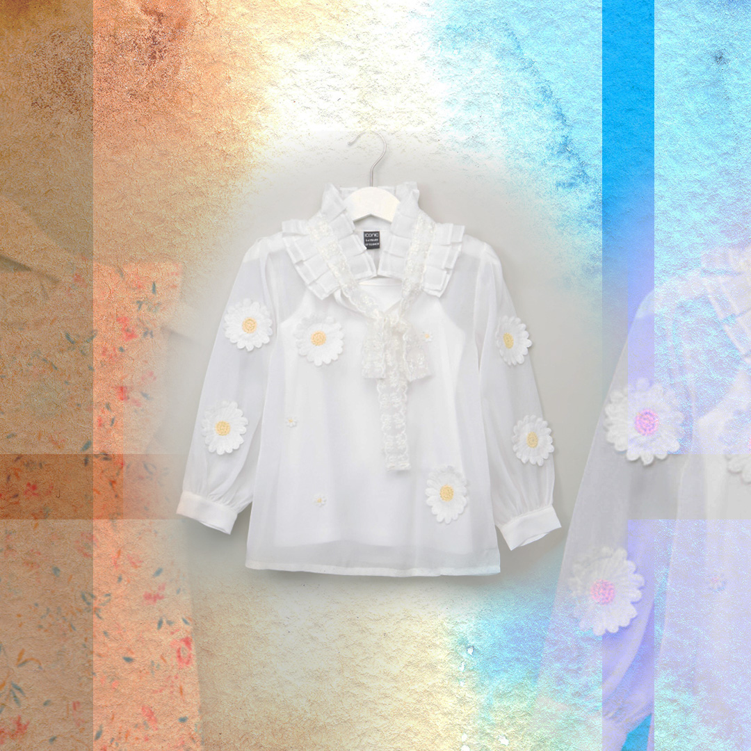 floral top with lace applique